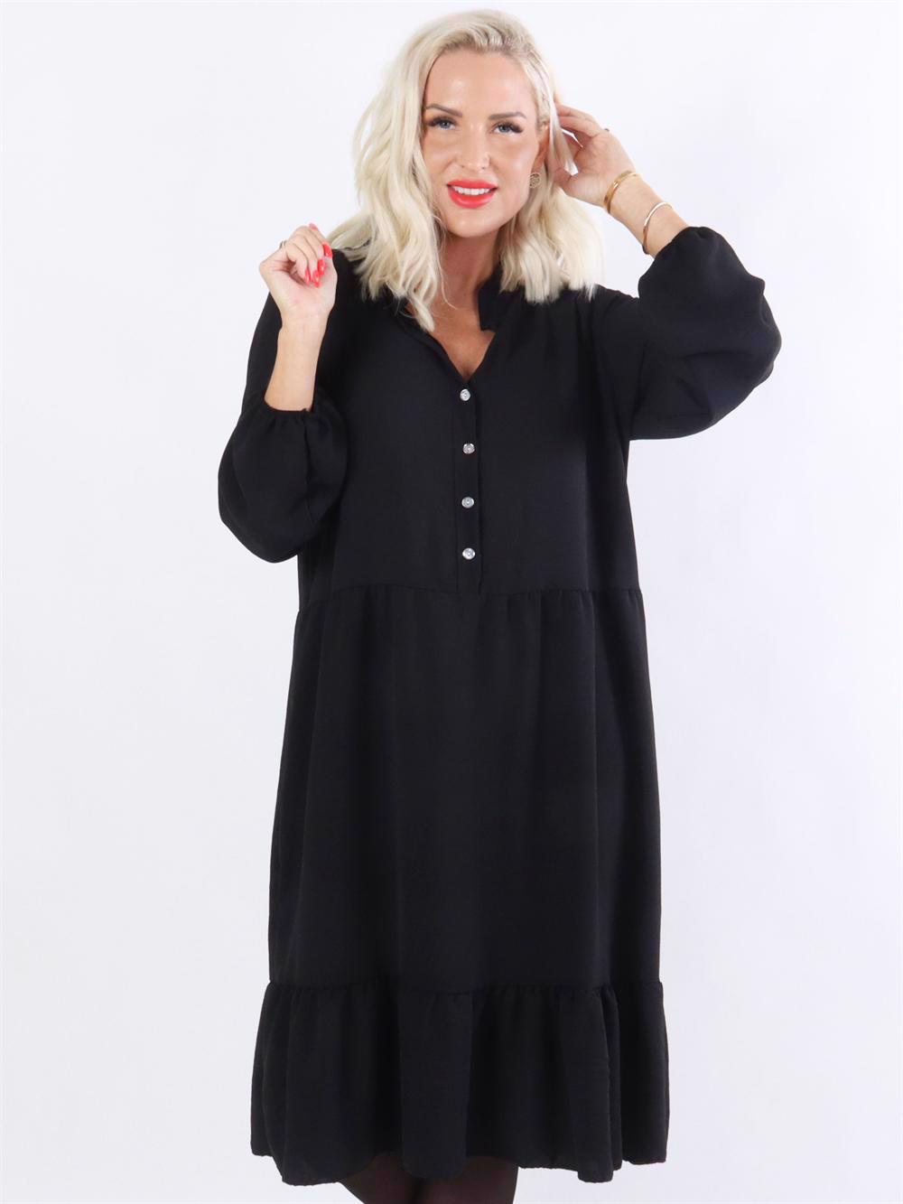 Nora - Plain kjole med flæselag